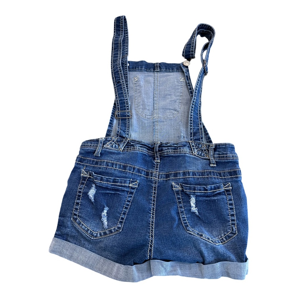 Wallflower Distressed Denim Short Overalls Blue Size S 24 - Picture 4 of 8